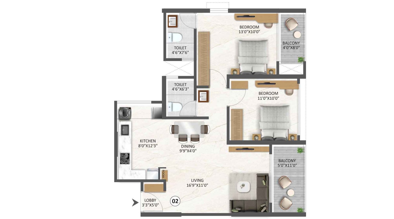 Gaikwad-Florio-Typical-Unit-Plan-2BHK-799-sqft
